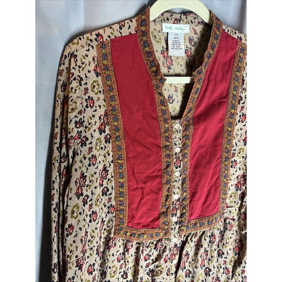 Ulla Popken 16 18 Colorful  Floral Peasant Boho Hippie Retro Artsy Casual Tunic - Picture 3 of 6